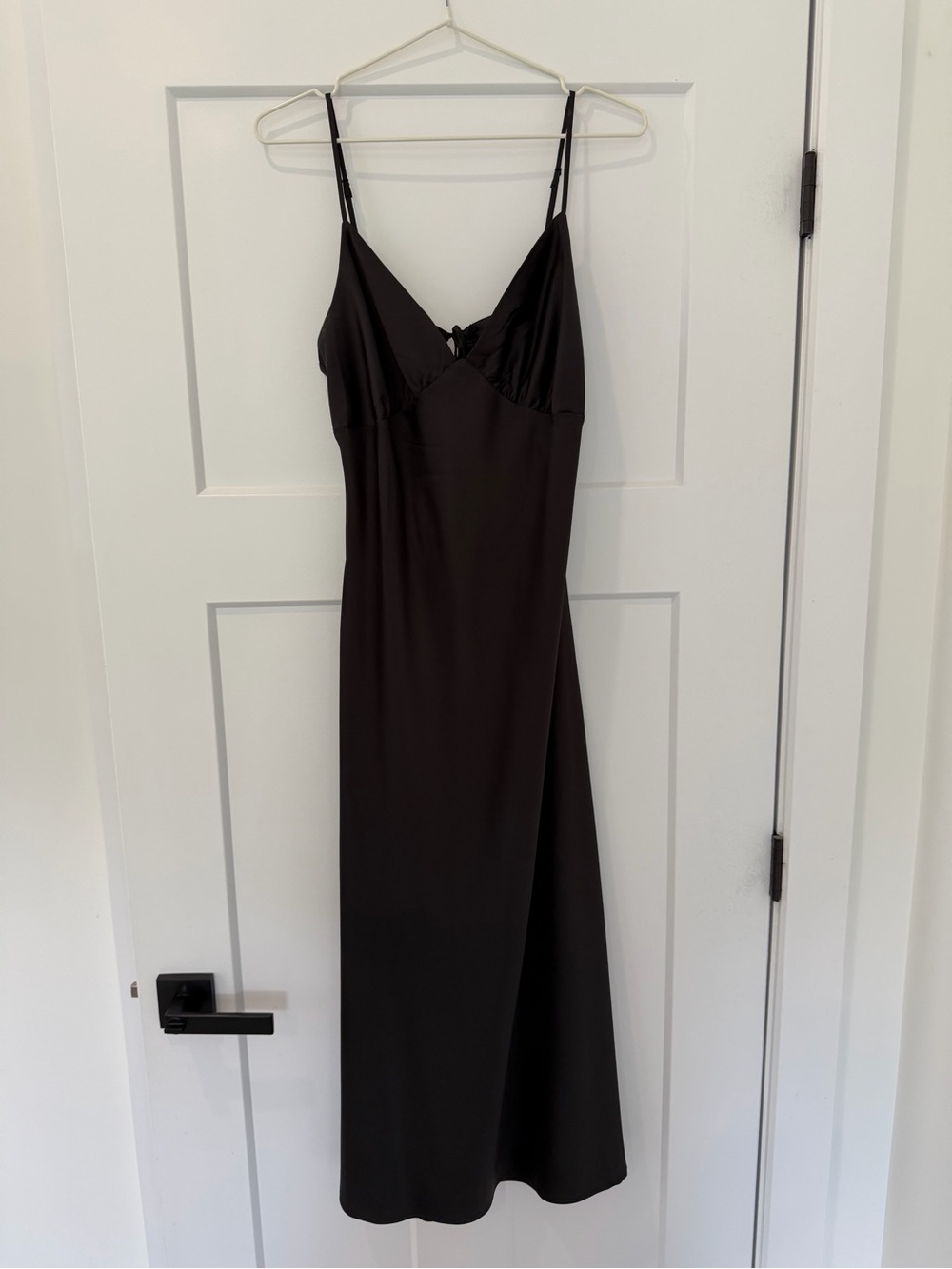 Dynamite Black Satin Slip Dress with Thin Straps - Worn Once